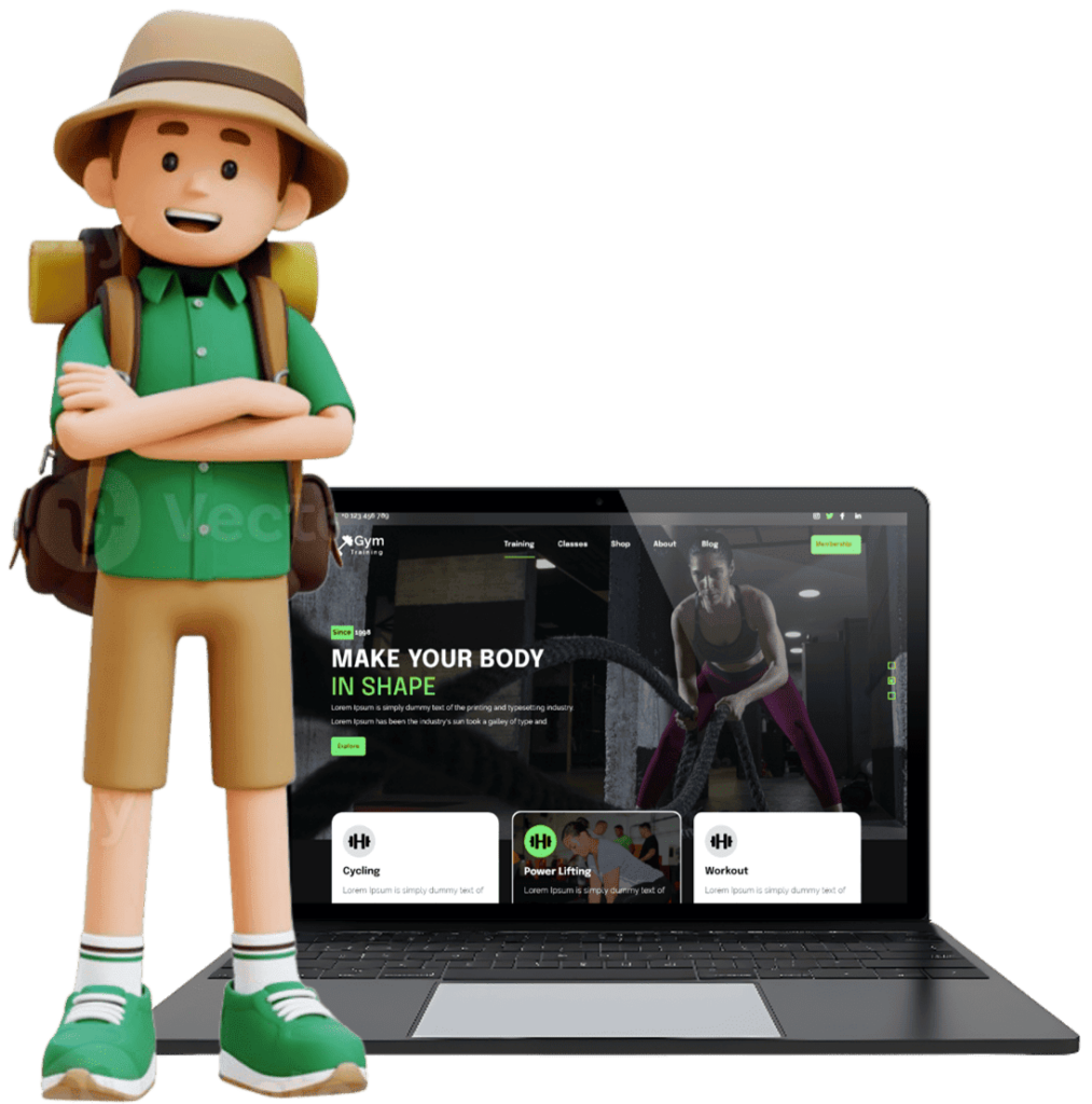 jojo collab website - boy with a laptop